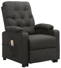 vidaXL Πολυθρόνα Μασάζ με Ανύψωση Σκούρο Γκρι Υφασμάτινη