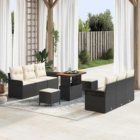 vidaXL Σετ Καναπέ Κήπου 9 pcs Μαύρο συνθετικό ρατάν