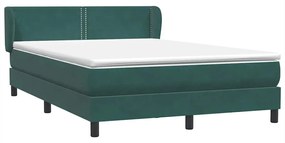 Κρεβάτι Boxspring με Στρώμα Σκούρο Πράσινο 140x210εκ. Βελούδινο - Πράσινο