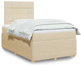 vidaXL Κρεβάτι Boxspring με Στρώμα Κρεμ 120x190 εκ. Υφασμάτινο