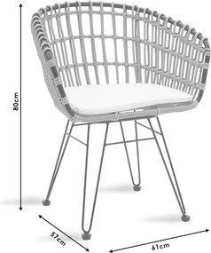 Πολυθρόνα Naoki pakoworld μαύρο μέταλλο-pe φυσικό