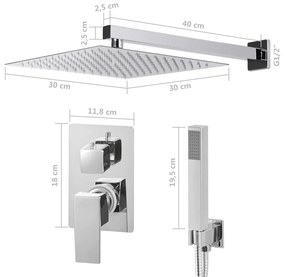 vidaXL Σύστημα Ντους Ασημί από Ανοξείδωτο Ατσάλι 201