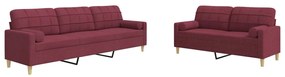 vidaXL Πολυθρόνες Σετ 2 Τεμαχίων Μπορντό από Ύφασμα με Μαξιλάρια
