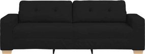 vidaXL Τριθέσιος Καναπές Μαύρος 220x78x80 εκ. Ύφασμα