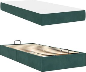 vidaXL Σκελετός κρεβατιού με στρώμα 2 pcs Πράσινο Βελούδο