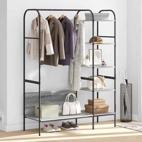 vidaXL Ράφι Ρούχων με ράφι Γκρι 120 x 44 x 160 εκ Επεξεργασμένο ξύλο