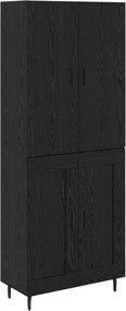 vidaXL Highboard 2 pcs Μαύρη δρυς Σύνθετο Ξύλο και Γυαλί