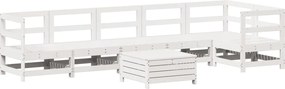 vidaXL Σαλόνι Κήπου Σετ 7 Τεμαχίων Λευκό από Μασίφ Ξύλο Πεύκου