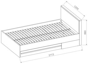 Κρεβάτι Fresno P108, Μονόκλινο, Ανοιχτό καφέ, 120x200, Πλαστικοποιημένη μοριοσανίδα, Τάβλες για Κρεβάτι, 125x211x86cm | Epipla1.gr