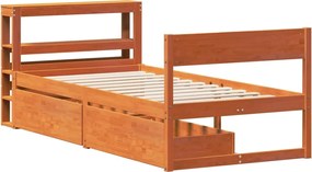 vidaXL Σκελετός Κρεβ. Χωρίς Στρώμα Καφέ Κεριού 100x200 εκ Μασίφ Πεύκο