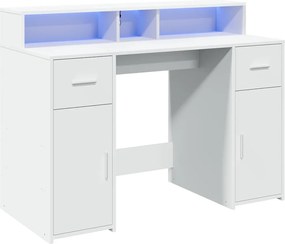 vidaXL Γραφείο με LED Λευκό 120x55x91 εκ. από Επεξεργασμένο Ξύλο