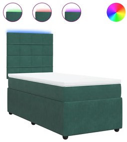 vidaXL Κρεβάτι Boxspring με Στρώμα Σκούρο Πράσινο 80x200 εκ. Βελούδινο