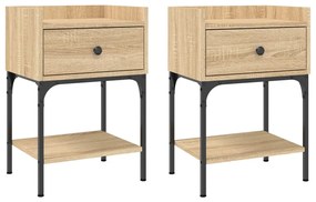 vidaXL Κομοδίνα 2 τεμ. Sonoma Δρυς 40,5x31x60 εκ. Επεξεργασμένο Ξύλο