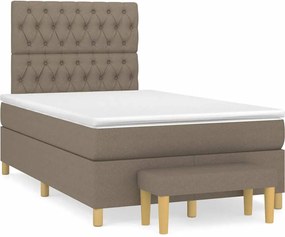 vidaXL Κρεβάτι Boxspring με Στρώμα Taupe 120x190 εκ. Υφασμάτινο