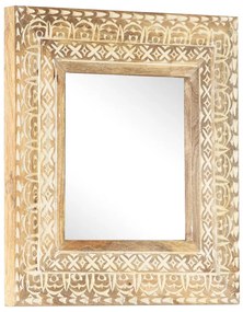 Καθρέφτης Σκαλιστός στο Χέρι 50x50x2,6εκ. από Μασίφ Ξύλο Μάνγκο