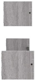 Ράφια Τοίχου με Μπάρα 2 τεμ. Γκρι Sonoma 60 x 16 x 14 εκ. - Γκρι