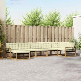 vidaXL Σειρά Καναπέ Εξωτερικού με μαξιλάρι 7 pcs Λευκό και Κρεμ