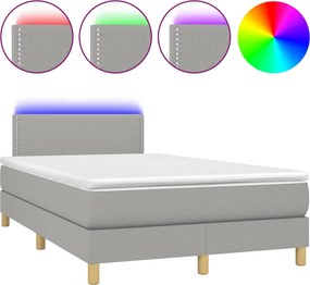 vidaXL Κρεβάτι Boxspring με Στρώμα &amp; LED Αν.Γκρι 120x190εκ. Υφασμάτινο