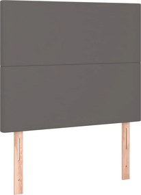 vidaXL Κρεβάτι Boxspring με Στρώμα Γκρι 100x200εκ. από Συνθετικό Δέρμα