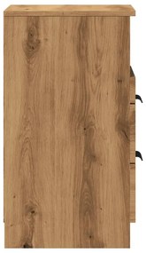 Κομοδίνα 2 τεμ.Αρτισιανή Δρυς 40x36x65 εκ. Επεξ. Ξύλο - Καφέ