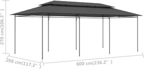 vidaXL Κιόσκι Ανθρακί 600 x 298 x 270 εκ.