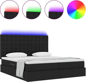 vidaXL LED Κρεβάτι αποθήκευσης με στρώμα Μαύρο 200 x 200 cm Ύφασμα
