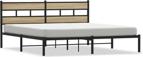 vidaXL Σκελετός Κρεβ. Χωρίς Στρώμα Sonoma Δρυς 193x203 εκ. Μεταλλικό
