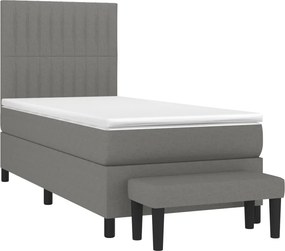 vidaXL Κρεβάτι Boxspring με Στρώμα Σκούρο Γκρι 80x200 εκ. Υφασμάτινο