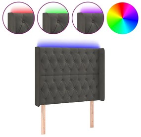 Κεφαλάρι Κρεβατιού LED Σκούρο Γκρι 103x16x118/128εκ. Βελούδινο - Γκρι