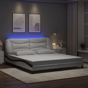 vidaXL Πλαίσιο κρεβατιού με LED χωρίς στρώμα Hvar Λευκό/Μαύρο 180x200εκ.