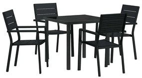 vidaXL Σέτ φαγητού για κήπο 5 pcs Μαύρο HDPE