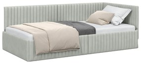 vidaXL Κρεβάτι Γωνίας με κεφαλάρι Ανοιχτό γκρι 90 x 200 cm Βελούδο