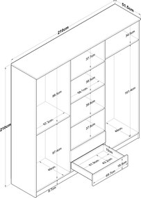 Εξαφυλλη Ντουλαπα Καρυδια/Λευκο BA111 51.5x210x210