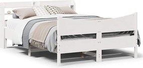 vidaXL Πλαίσιο Κρεβατιού Κεφαλάρι Λευκό 150x200εκ Μασίφ Πεύκο