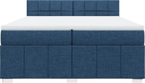 vidaXL Κρεβάτι Boxspring με Στρώμα Μπλε 200x200 εκ. Υφασμάτινο