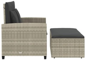 vidaXL Καναπές Κήπου Διθέσιος Αν. Γκρι από Συνθ. Ρατάν με Μαξιλάρια
