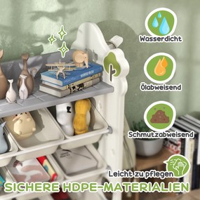 AIYAPLAY Παιδικό Ράφι Αποθήκευσης με 9 Κουτιά, για Παιχνίδια και Βιβλία, Παιδικό Δωμάτιο, Νηπιαγωγείο, Πλαστικό, Κρεμ Λευκό