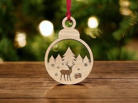 Intra απο ξύλο plywood 3mm-4mm πάχος – Χριστουγεννιάτικο στολίδι με ελάφια σε δέντρα 20x25 cm INTRAVECTRY-MY542731