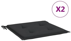 vidaXL Μαξιλάρια Καρέκλας Κήπου 2 τεμ. Μαύρα 40x40x4 εκ. Υφασμάτινα