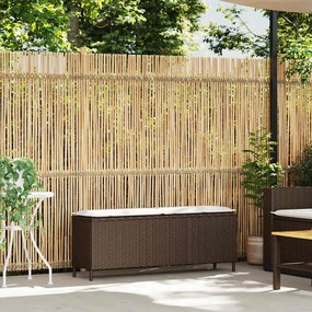 vidaXL Πάγκος κήπου με μαξιλάρι γκρι 110x30x40,5 cm Poly Rattan