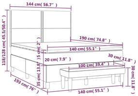 Κρεβάτι Boxspring με Στρώμα Ροζ 140x190 εκ. Βελούδινο - Ροζ