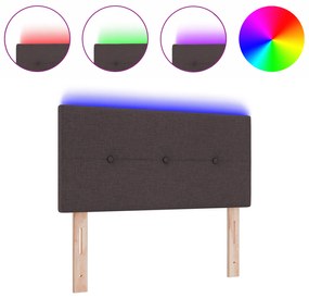 vidaXL LED Κεφαλάρι Με Κουμπιά Σκούρο Καφέ 80 εκ Υφάσμα