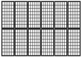 Παραβάν Ιαπωνικού Στιλ με 6 Πάνελ Πτυσσόμενο Μαύρο 240x170 εκ. - Μαύρο