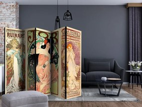 Διαχωριστικό με 5 τμήματα - Alphonse Mucha. Women's II [Room Dividers]