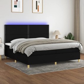 ΚΡΕΒΑΤΙ BOXSPRING ΜΕ ΣΤΡΩΜΑ &amp; LED ΜΑΥΡΟ 200X200 ΕΚ. ΥΦΑΣΜΑΤΙΝΟ 3135383