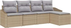 vidaXL Σετ Καναπέ με μαξιλάρι 5 pcs Μπεζ συνθετικό ρατάν