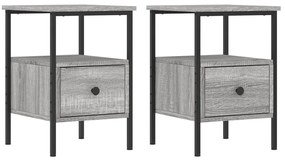 vidaXL Κομοδίνα 2 τεμ. Γκρι Sonoma 34 x 36 x 50 εκ. Επεξεργασμένο Ξύλο