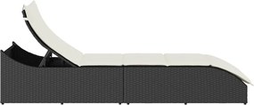 vidaXL Πτυσσόμενη ξαπλώστρα με μαξιλάρι και αποθήκευση Μαύρο