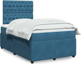 VidaXL Κρεβάτι Boxspring με Στρώμα Σκούρο Μπλε 120x190 εκ. Βελούδινο