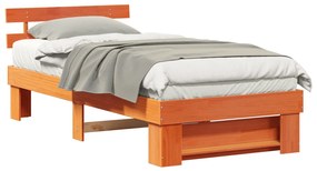 vidaXL Σκελετός Κρεβατιού Καφέ κεριού 90 x 190 cm Μασίφ ξύλο πεύκου